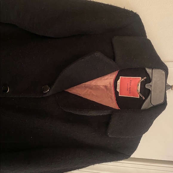 Kate Spade Black Pea Coat w/ Pink Lining - Picture 3 of 6